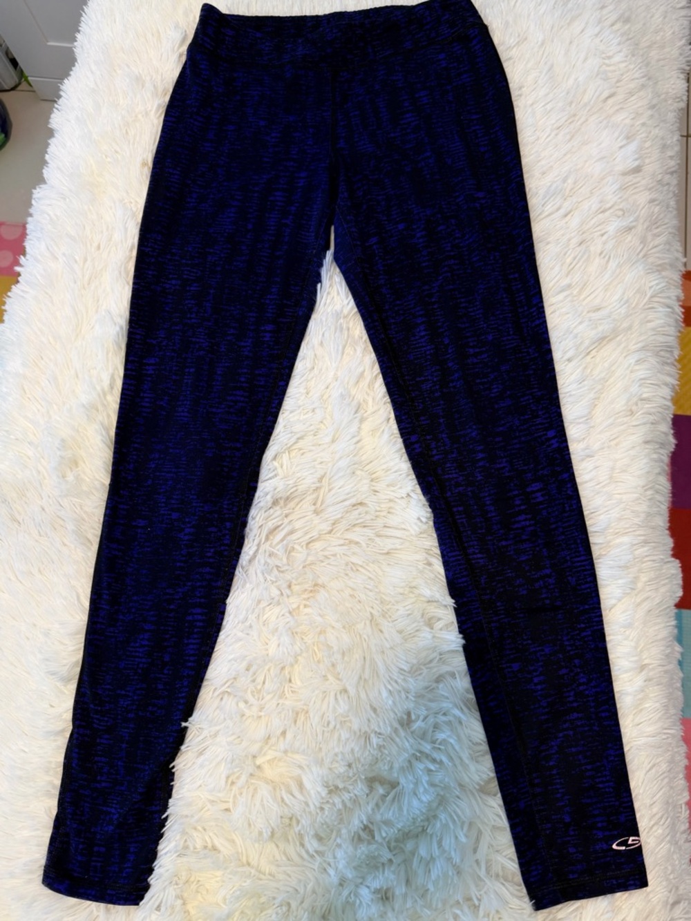 Women Navy Blue Space-Dye Leggings